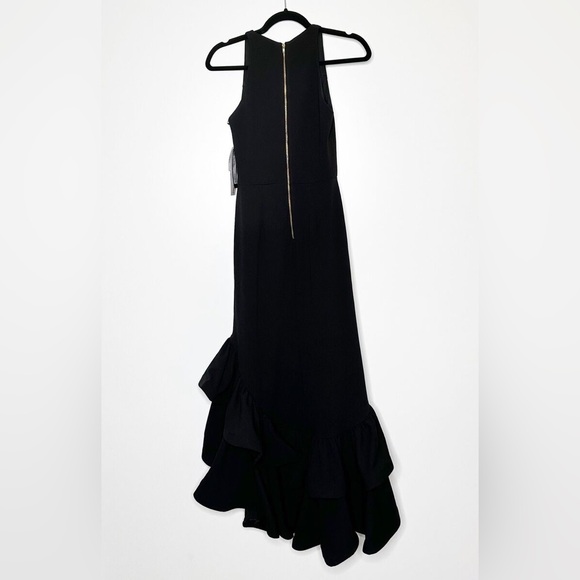 Betsy & Adam ARIELLE" SCUBA CREPE RUFFLE SLIT GOWN - Picture 4 of 13